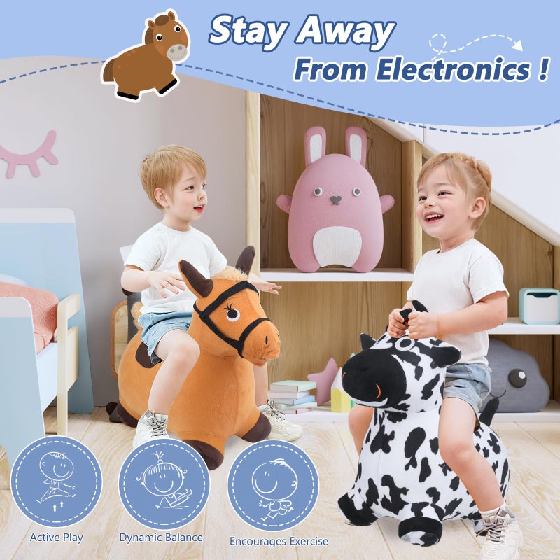 EKEPE Bouncy Hopper Cow & Horse 2 PCS  Inflatable Hopping Outdoor Ride on Bouncy Animal Play Toys with Pump  Birthday for Kids  Toddlers  Boys  Girls 3 4 5 6 Years Old - Image 2